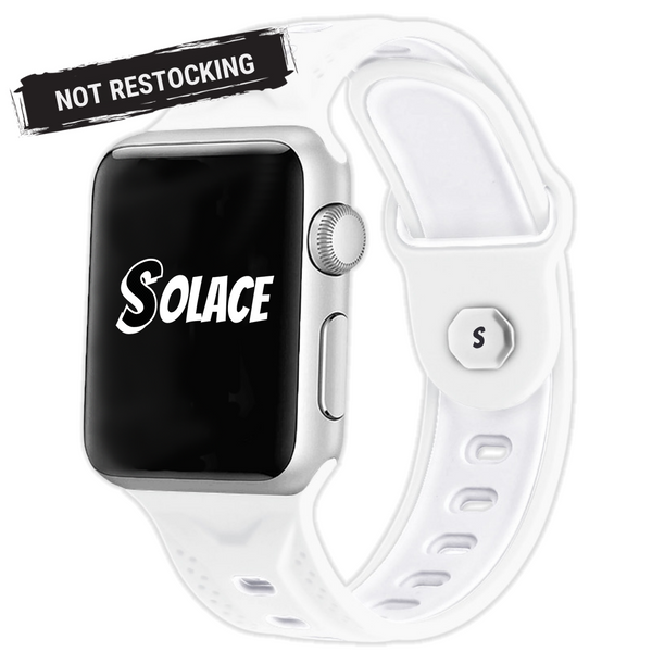 White Adjutable Sillicone Apple Watch Band Compatible with series Series 9, 8, 7, 6, SE, 5, 4, 3, 2, and 1 and Ultra 