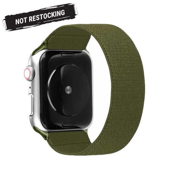 Green Nylon Loop Apple Watch Band Compatible with series Series 9, 8, 7, 6, SE, 5, 4, 3, 2, and 1 and Ultra