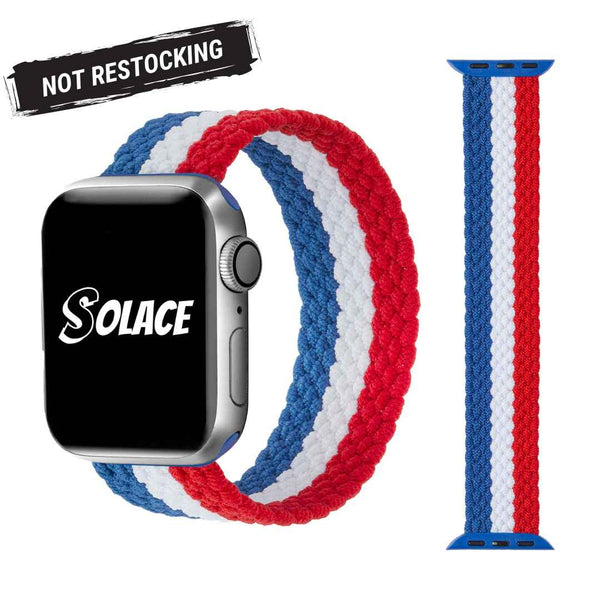 Red White & Blue Braided Nylon Loop Apple Watch Band Compatible with series Series 9, 8, 7, 6, SE, 5, 4, 3, 2, and 1 and Ultra 