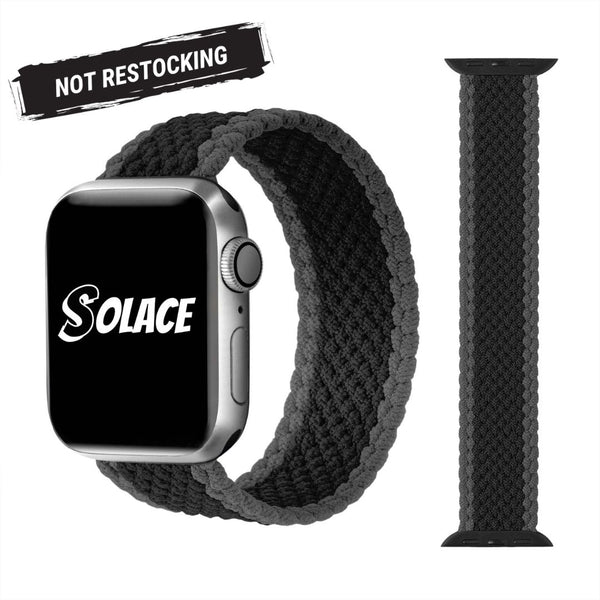 Grey and Black Braided Nylon Loop Apple Watch Band Compatible with series Series 9, 8, 7, 6, SE, 5, 4, 3, 2, and 1 and Ultra 