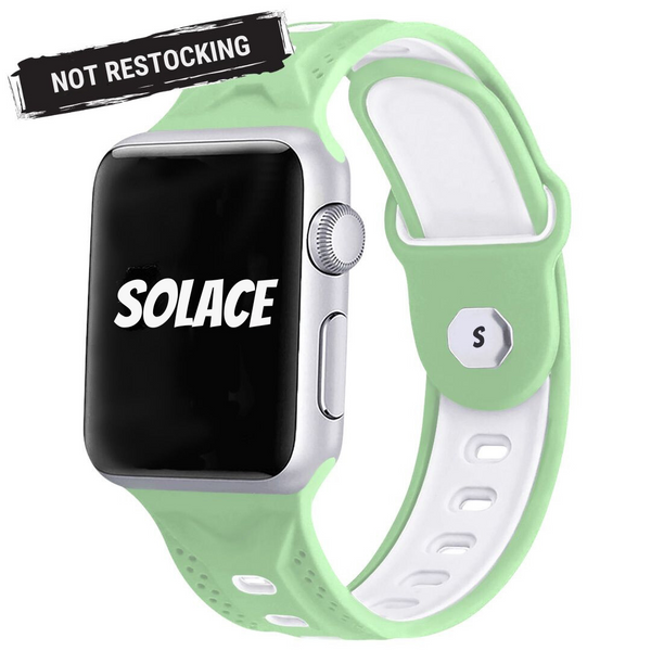 Green White Adjutable Sillicone Apple Watch Band Compatible with series Series 9, 8, 7, 6, SE, 5, 4, 3, 2, and 1 and Ultra 