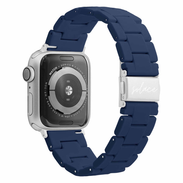 French Navy Matte Adjustable Link Rresin Apple Watch Band Compatible with series Series 9, 8, 7, 6, SE, 5, 4, 3, 2, and 1 and Ultra
