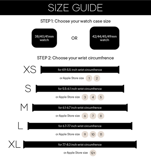 Apple Watch band sizing chart