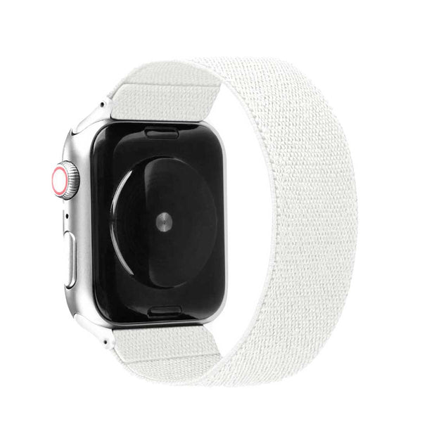 White Nylon Loop Apple Watch Band Compatible with series Series 9, 8, 7, 6, SE, 5, 4, 3, 2, and 1 and Ultra