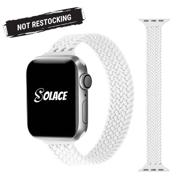 White Slim Braided Nylon Loop Apple Watch Band Compatible with series Series 9, 8, 7, 6, SE, 5, 4, 3, 2, and 1 and Ultra 