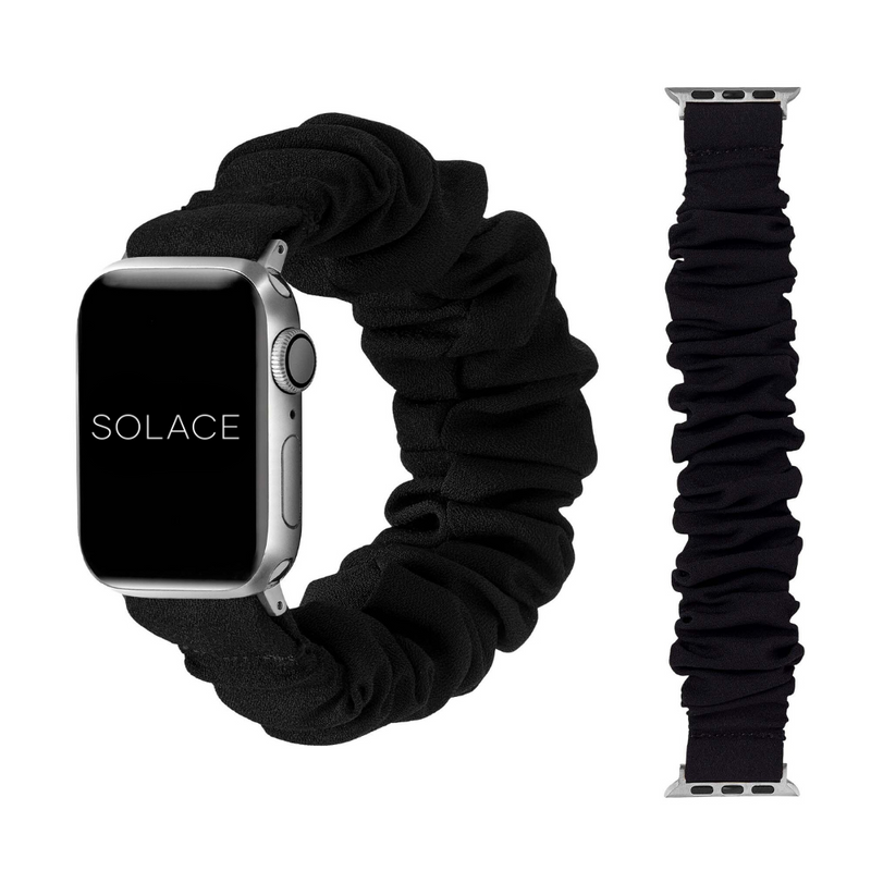 Black Scrunchi Apple Watch Band Compatible with series Series 9, 8, 7, 6, SE, 5, 4, 3, 2, and 1 and Ultra
