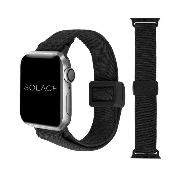 Black Nylon Apple watch band, compatible with 38,40,41,42,44,45,49mm Apple watch sizes
