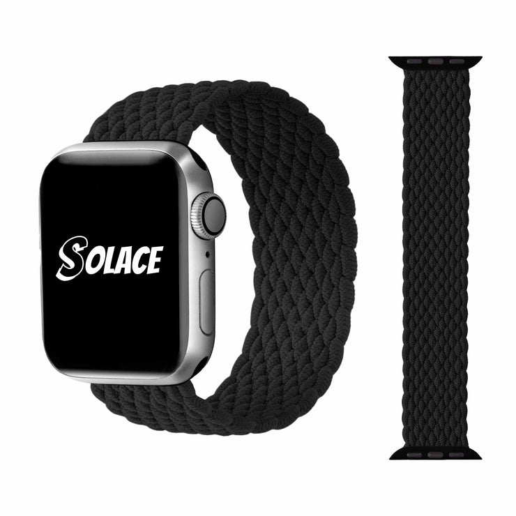 Black braided nylon apple watch band Compatible with 38mm 40mm 41mm 42mm 44mm 45mm 49mm