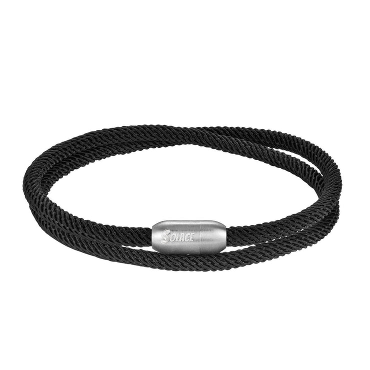 Solace Black braided nylon bracelet with magnetic attachment 