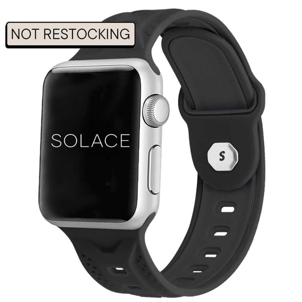 Black Silicone Apple watch band compatible with 38,40,41,42,44,45,49mm Apple watch sizes
