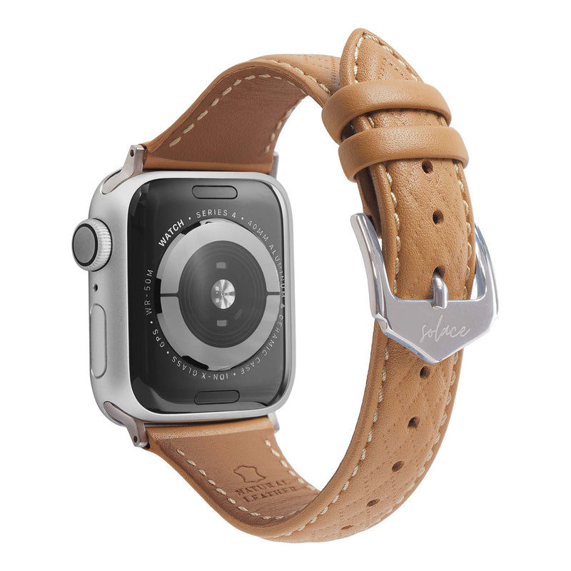 Brown Leather Apple Watch Bands Compatible with 49mm 45mm 44mm 42mm 41mm,  back facing