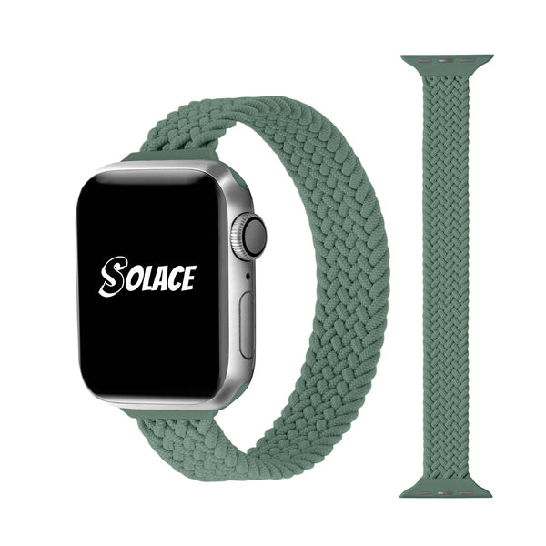 Green Slim Braided Nylon Loop Apple Watch Band Compatible with series Series 9, 8, 7, 6, SE, 5, 4, 3, 2, and 1 and Ultra 