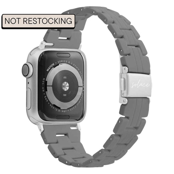 Grey Slim Adjustable Link Rresin Apple Watch Band Compatible with series Series 9, 8, 7, 6, SE, 5, 4, 3, 2, and 1 and Ultra 