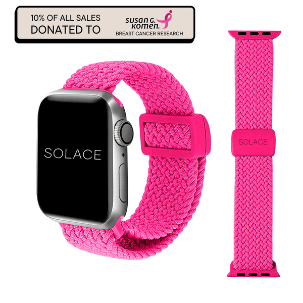 Pink braided Apple watch band, compatible with 38,40,41,42,44,45,49mm Apple watch sizes
