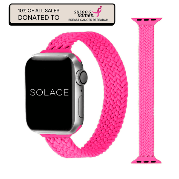 Pink slim braided Apple Watch Band Compatible with series Series 10 9, 8, 7, 6, SE, 5, 4, 3, 2, and 1 and Ultra
