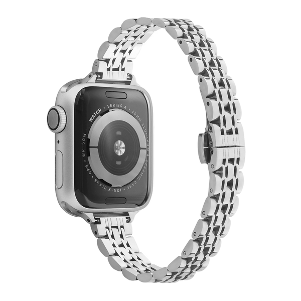 Silver Stainless steel Apple watch band, compatible with 38,40,41,42,44,45,49mm Apple watch sizes
