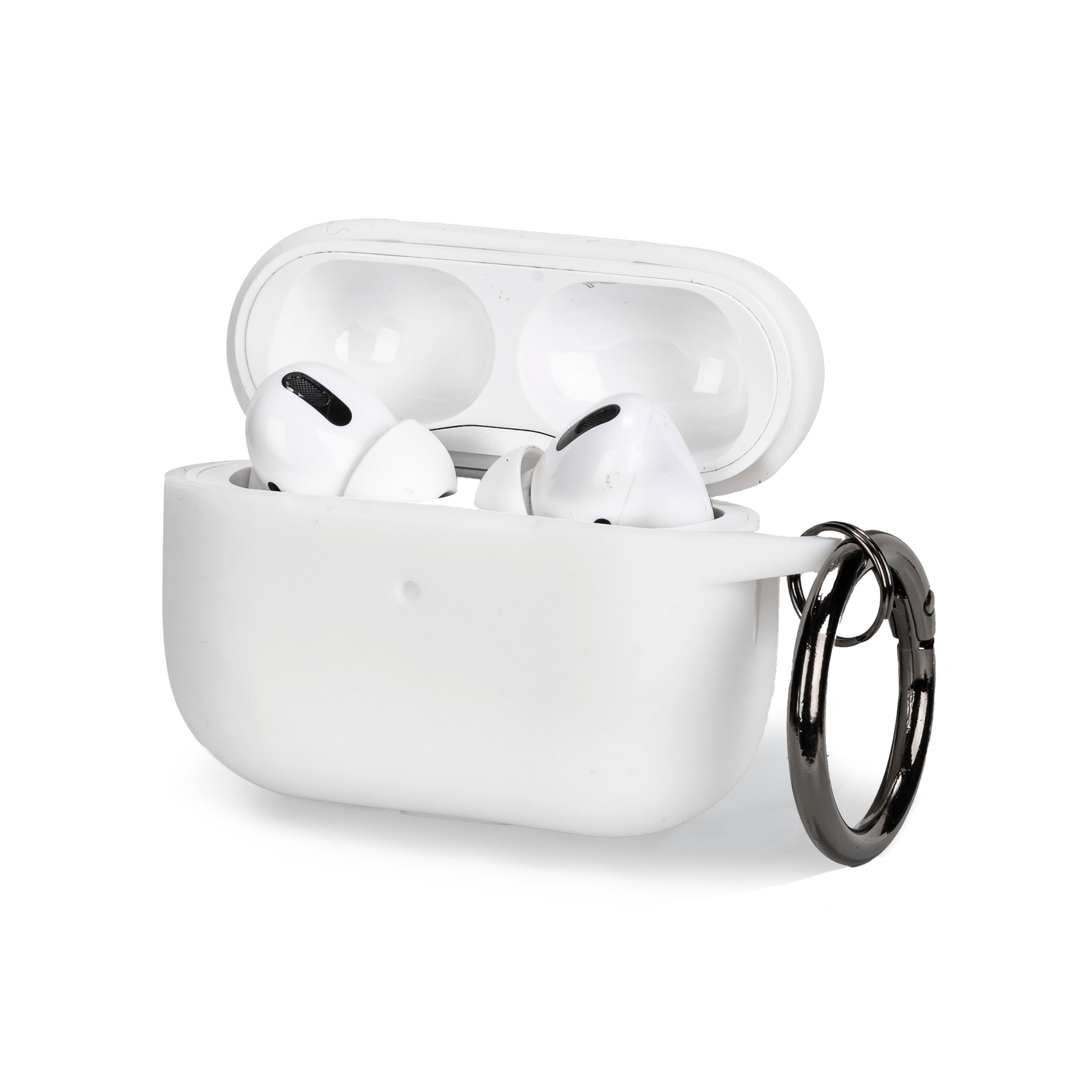 Apple Airpods pro white silicone protective case with keychain attachment