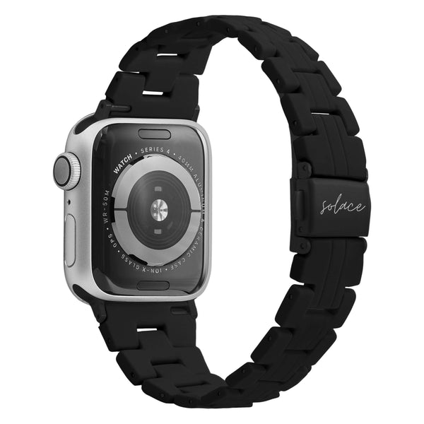 Black Slim Adjustable Link Rresin Apple Watch Band Compatible with series Series 9, 8, 7, 6, SE, 5, 4, 3, 2, and 1 and Ultra 