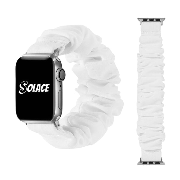 White Scrunchie Apple Watch Band Compatible with 38mm 40mm 41mm 42mm 44mm 45mm