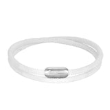 Solace White braided nylon bracelet with magnetic attachment